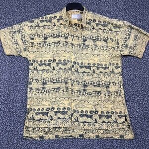 Casual Short-Sleeve Button-Down Shirt - Yellow Print
